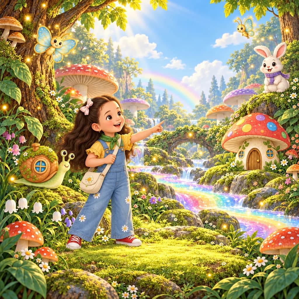 Cuento personalizado El bosque de los hongos gigantes: portada de ejemplo